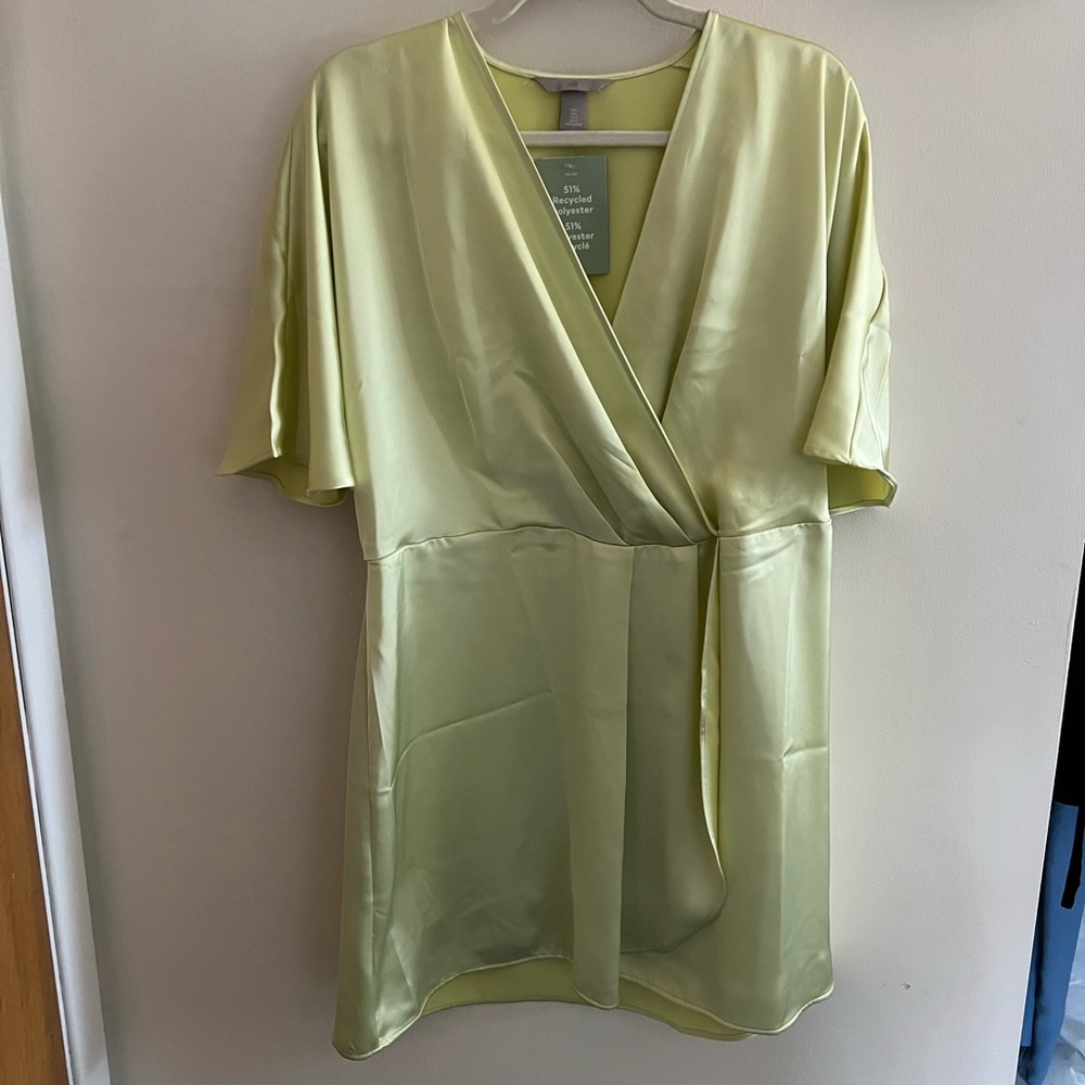 H&M Silk Yellow Dress Large NWT